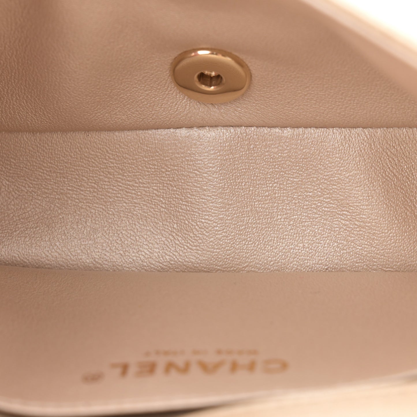 Metallic Lambskin Quilted Extra Mini V For Victory Flap Light Gold