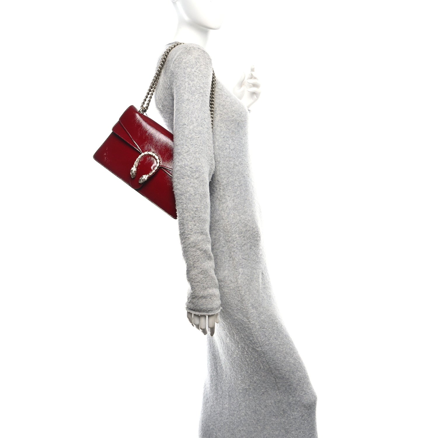 Gucci Crinkled Patent Small Dionysus Shoulder Bag Rosso Ancora Red 2 of 11