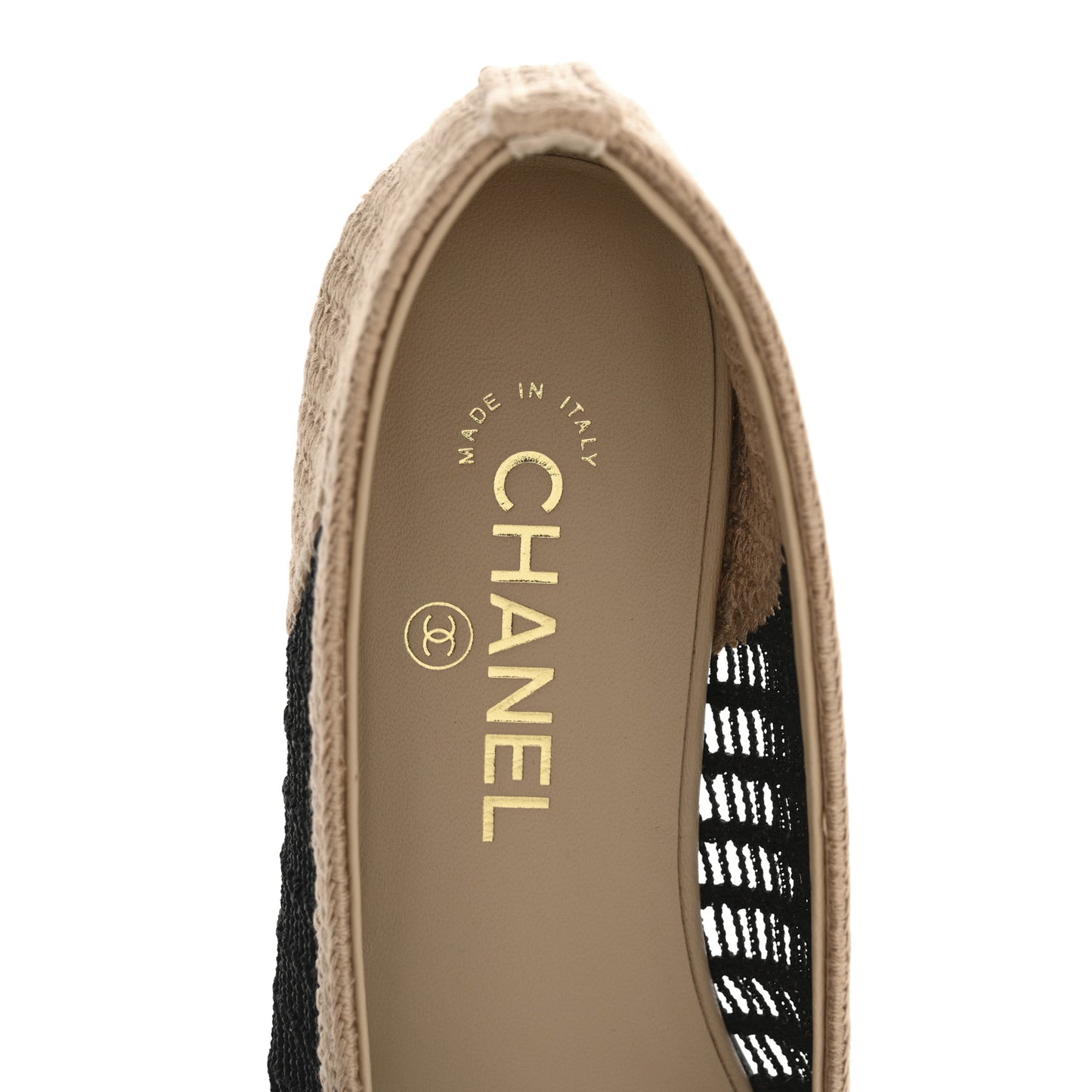 Raffia Cap Toe Ballerina Flats 38.5 Black Beige