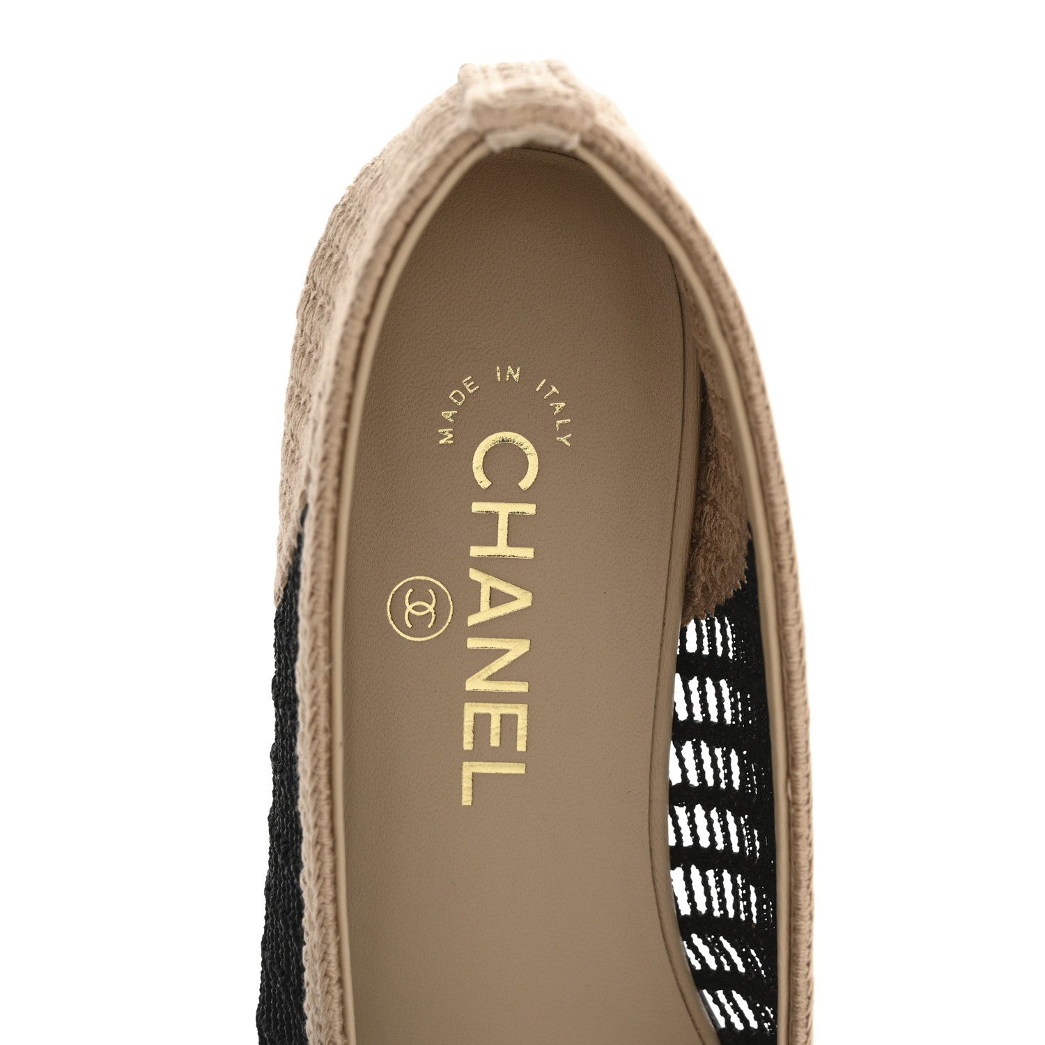 Chanel Raffia Cap Toe Ballerina Flats 38.5 Black Beige 7 of 9