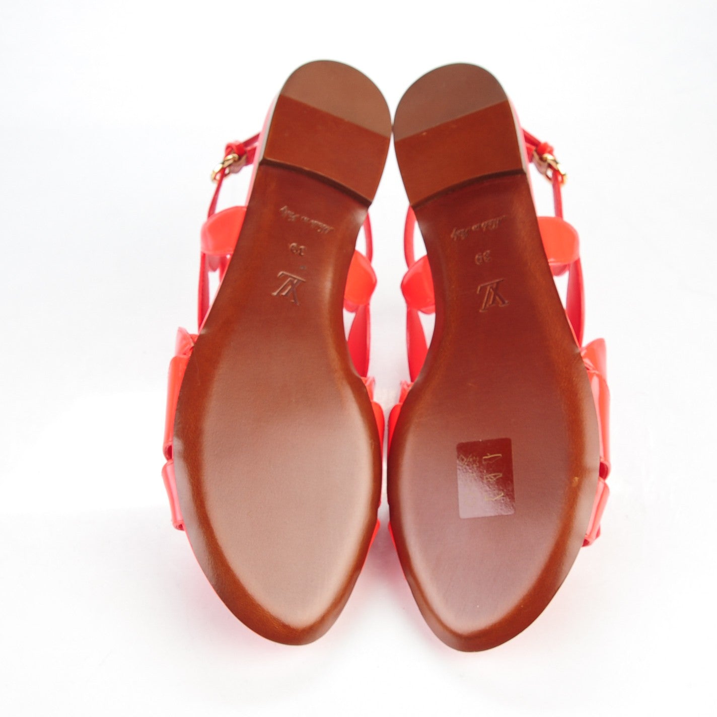 Patent Springtime Flat Sandals 39 Red
