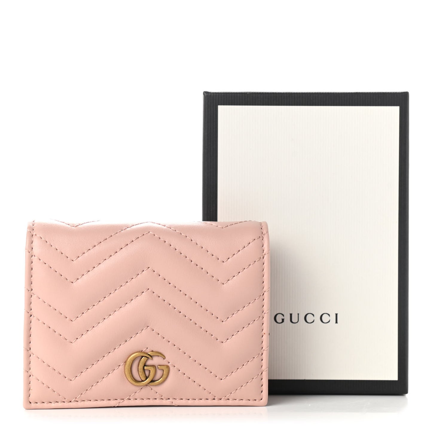Calfskin Matelasse GG Marmont Card Case Wallet Perfect Pink