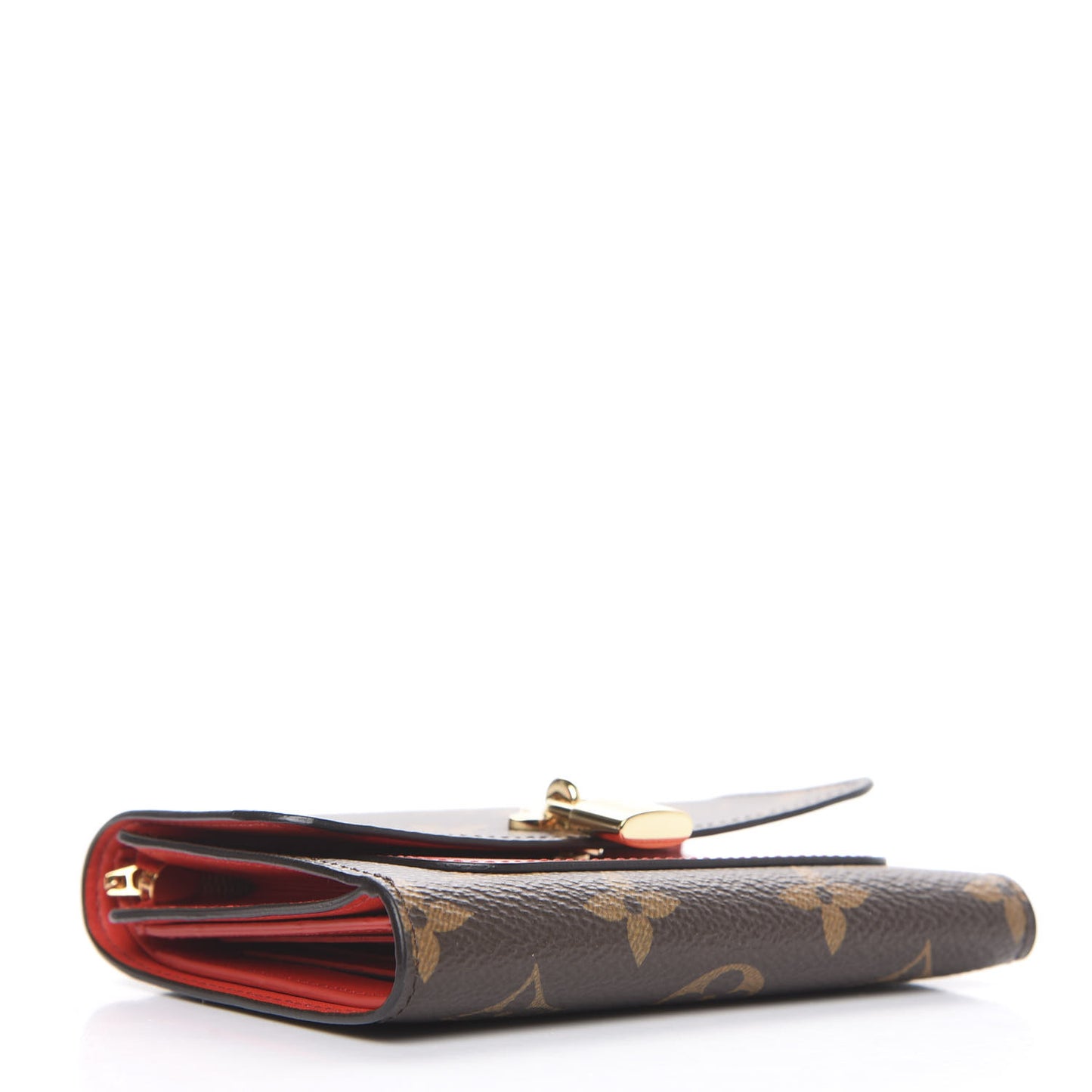Monogram Flower Lock Compact Wallet Coquelicot