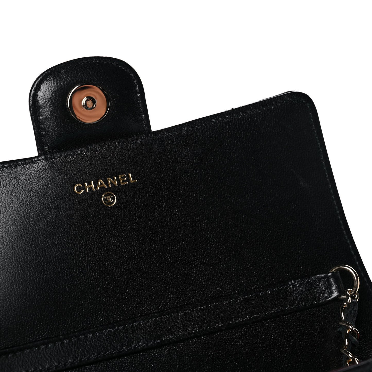 Lambskin Quilted Glasses Case With Chain Black