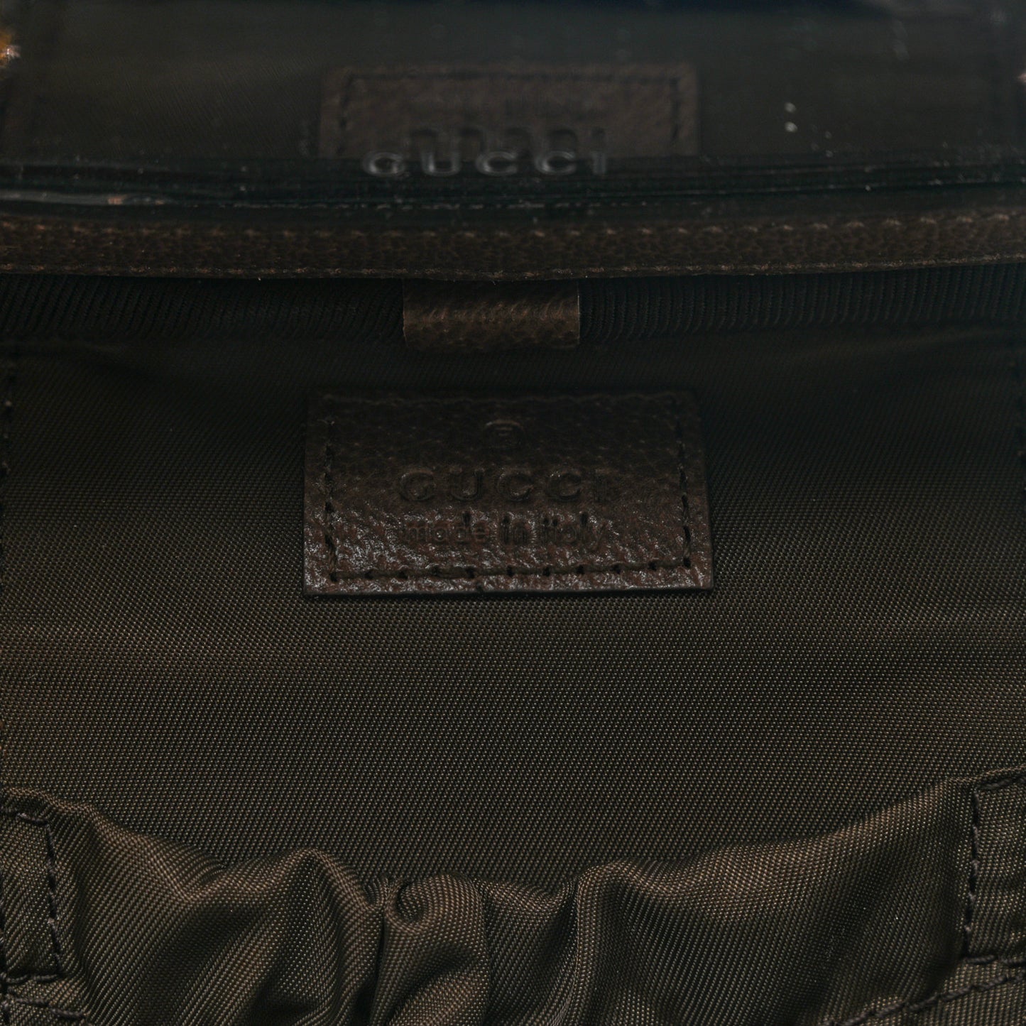 GG Supreme Monogram Textured Calfskin Web Ophidia Vanity Cosmetic Case Beige Ebony New Acero
