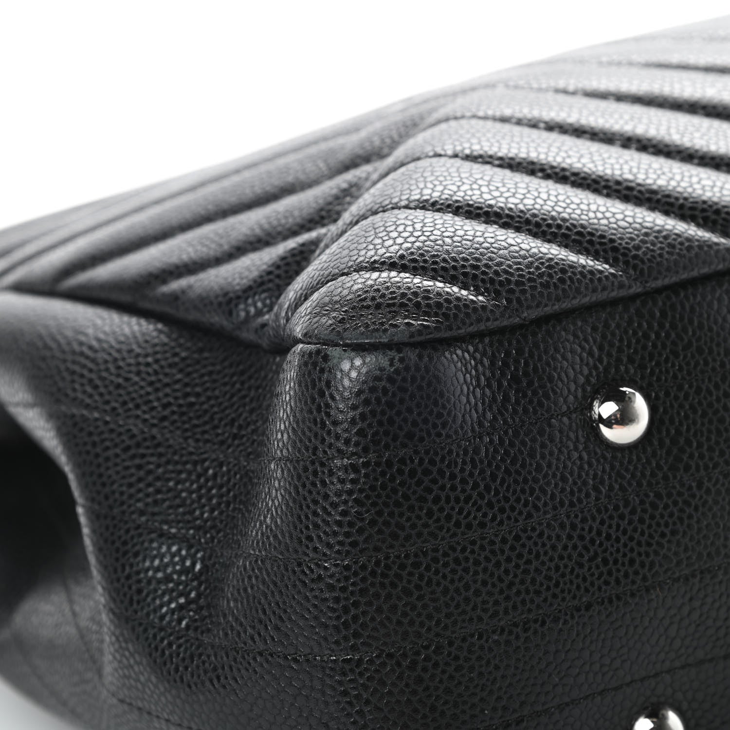 Chanel Caviar Chevron Quilted Large Shopping Tote Black 12 of 14