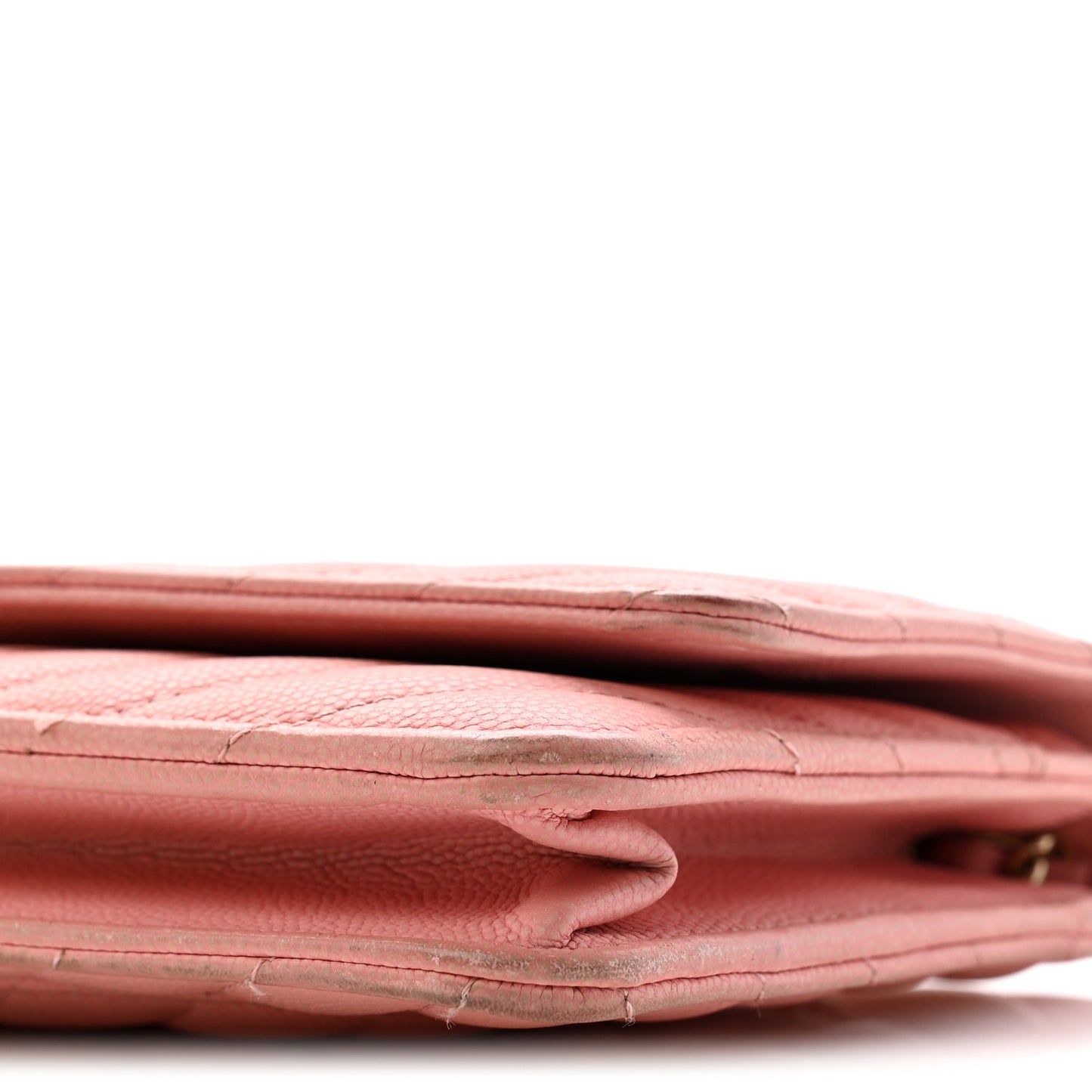 Caviar Chevron Quilted Wallet On Chain WOC Pink