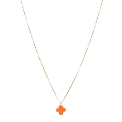 Van Cleef & Arpels 18K Rose Gold Carnelian Sweet Alhambra Pendant Necklace 1 of 5