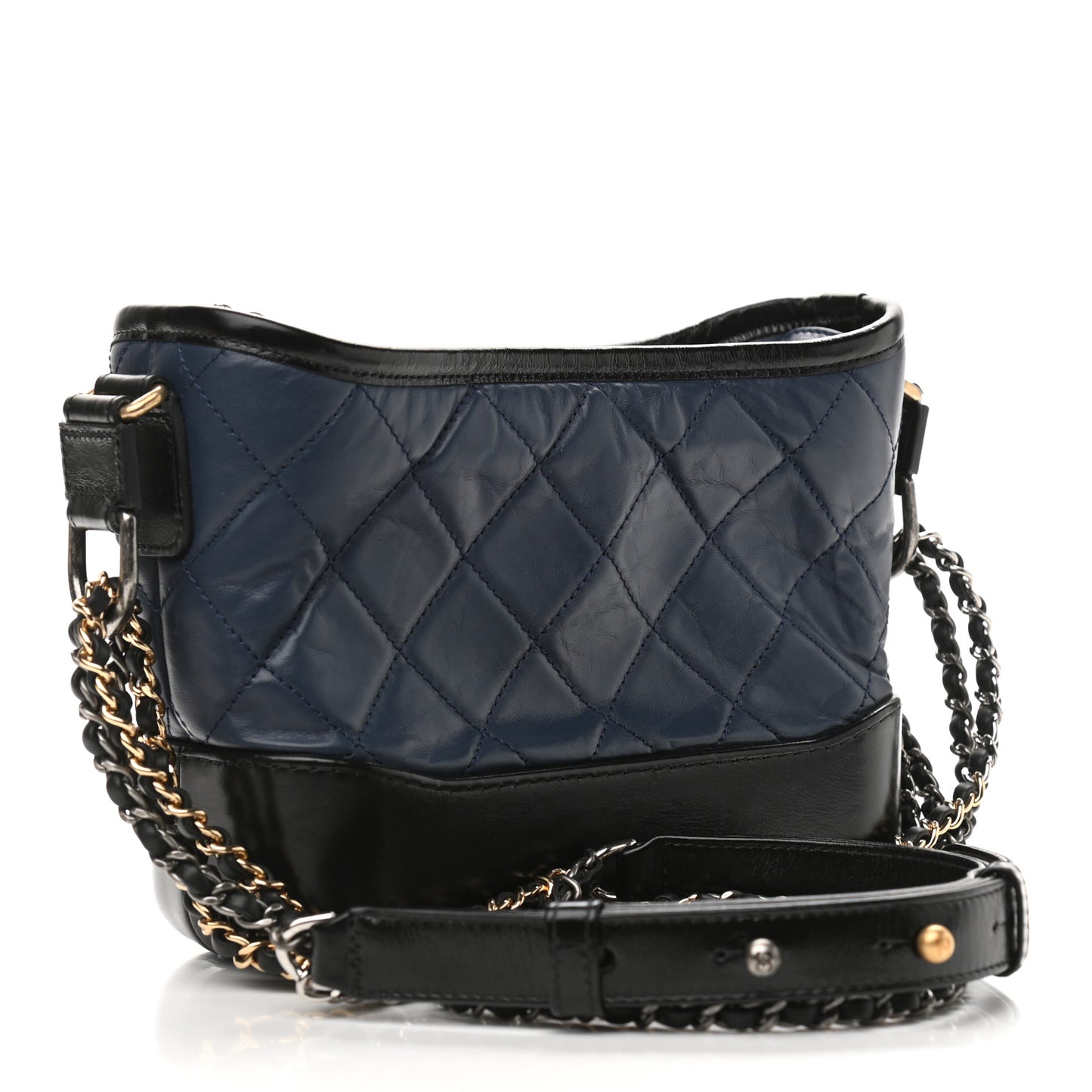 Aged Calfskin Quilted Small Gabrielle Hobo Navy Black