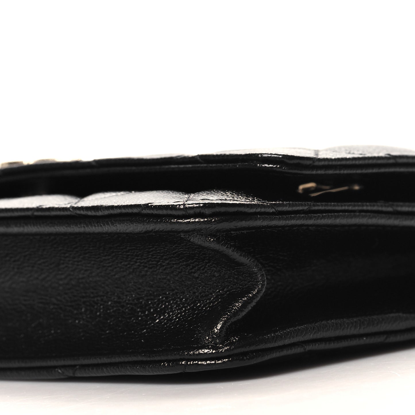 Caviar Quilted Studded CC Wallet on Chain WOC Black