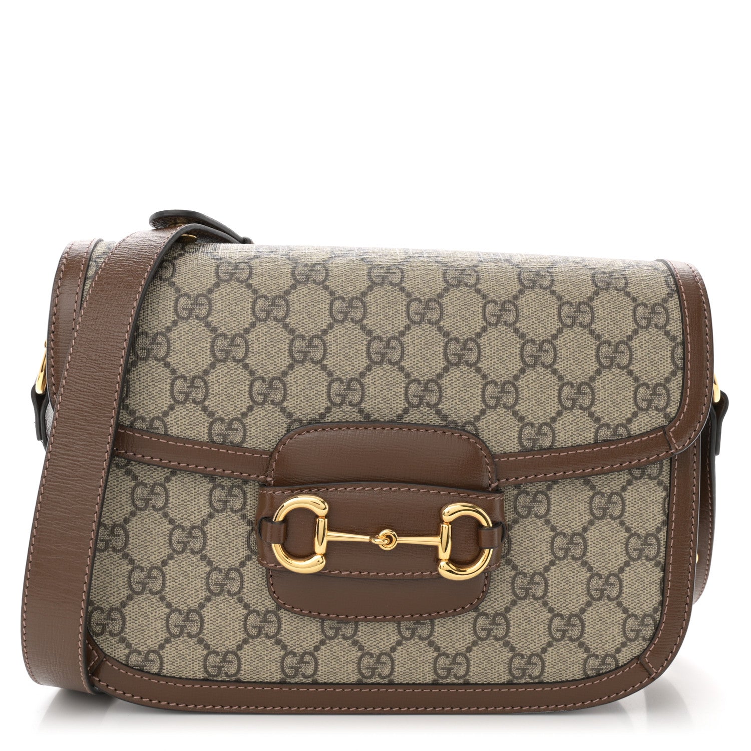 Gucci GG Supreme Monogram Horsebit 1955 Shoulder Bag Beige Brown Sugar 1 of 11
