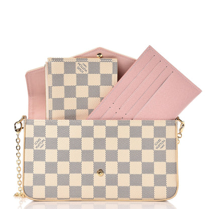 Louis Vuitton Damier Azur Pochette Felicie Chain Wallet Rose Ballerine 7 of 8