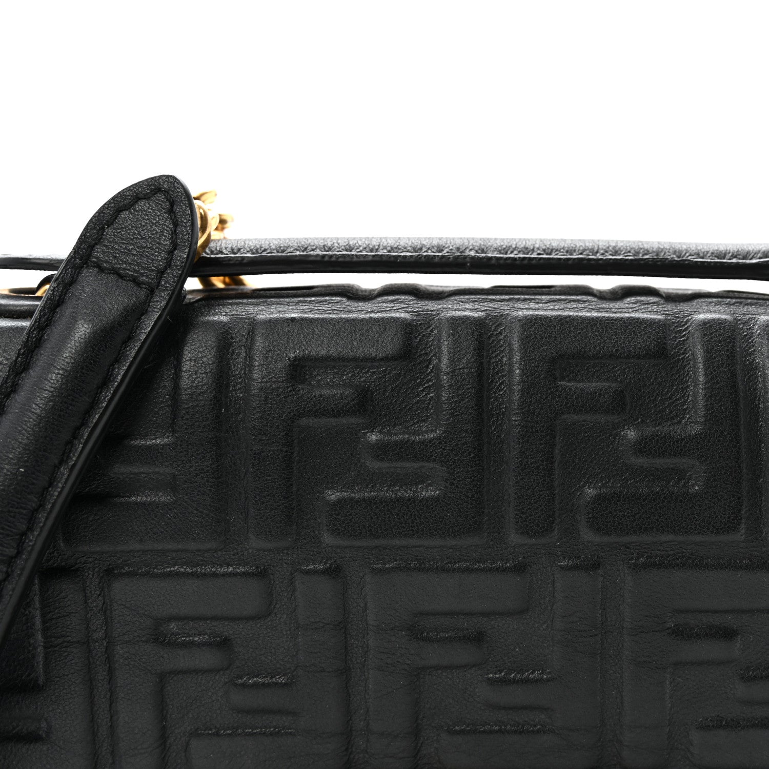 Fendi Nappa Small FF Embossed Midi Chain Baguette Black 7 of 9