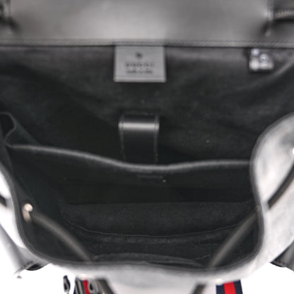 Gucci Soft GG Supreme Monogram Calfskin Web Double Buckle Backpack Black 6 of 12