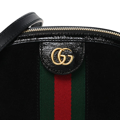 Gucci Suede Patent Web GG Small Ophidia Dome Shoulder Bag Black 8 of 10