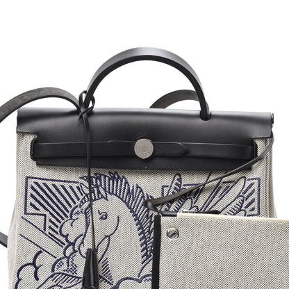 Hermes Vache Hunter Toile Pegase Pop Herbag Zip Retourne 31 PM Bleu Indigo 7 of 9