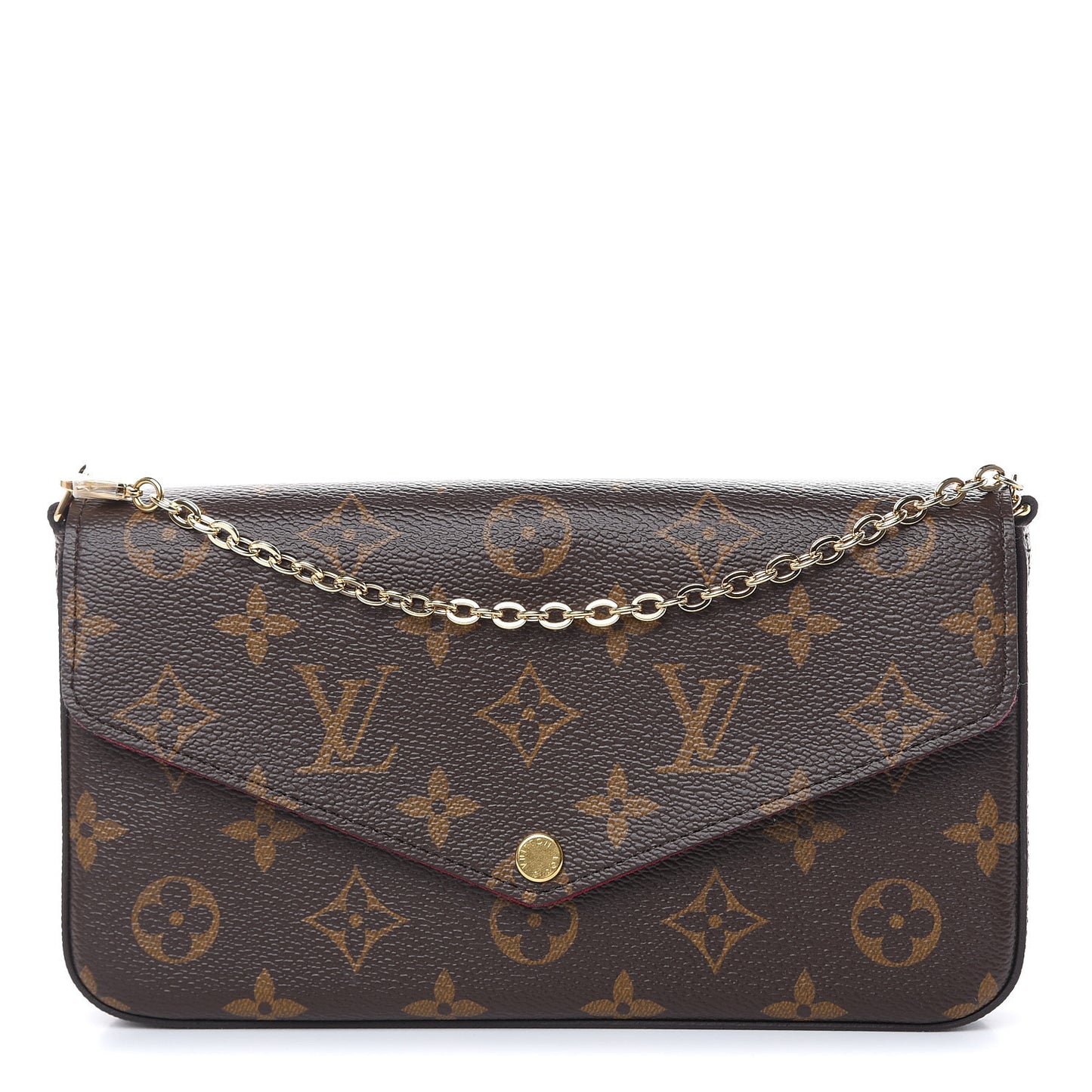 Monogram Pochette Felicie Chain Wallet Fuchsia