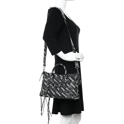 Balenciaga Veau Allover Logo Classic Silver Hardware S City Black White 2 of 10