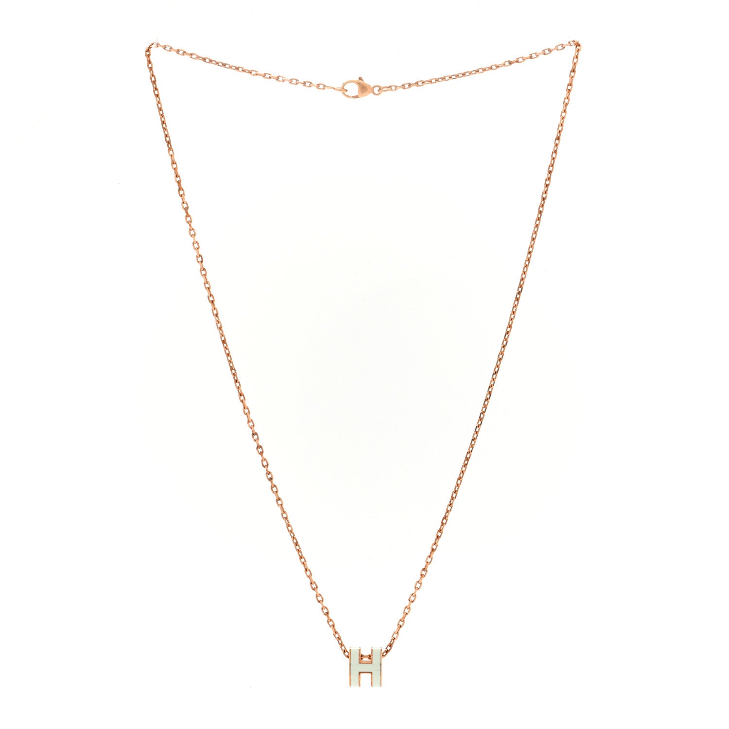 Hermes Lacquered Rose Gold Mini Pop H Pendant Necklace Vert Fizz 2 of 5