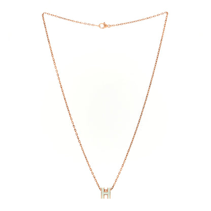Hermes Lacquered Rose Gold Mini Pop H Pendant Necklace Vert Fizz 2 of 5