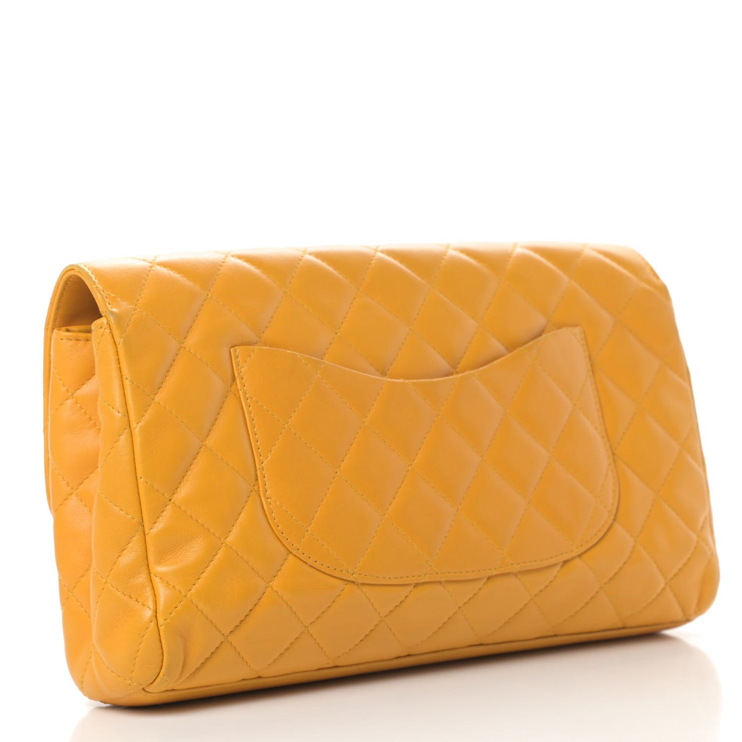 Lambskin Quilted Flap Clutch Yellow