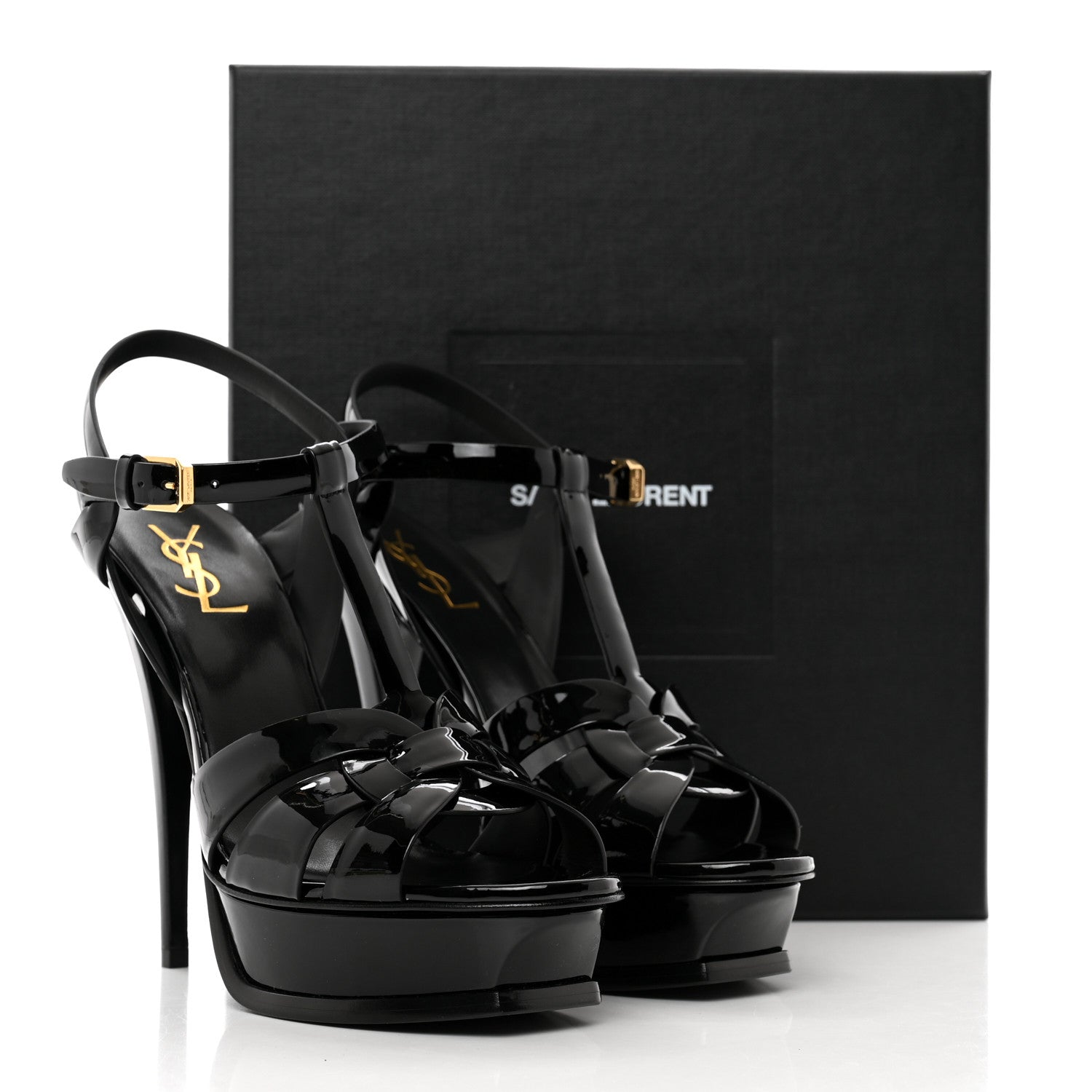 Saint Laurent Patent Tribute 105 Platform Sandals 39.5 Black 8 of 8