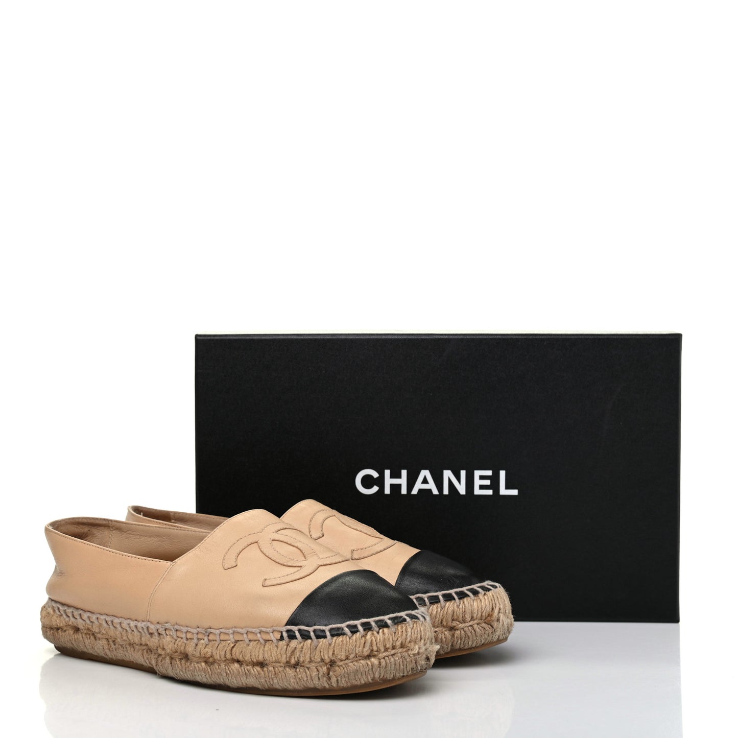 Lambskin CC Espadrilles 36 Beige Black