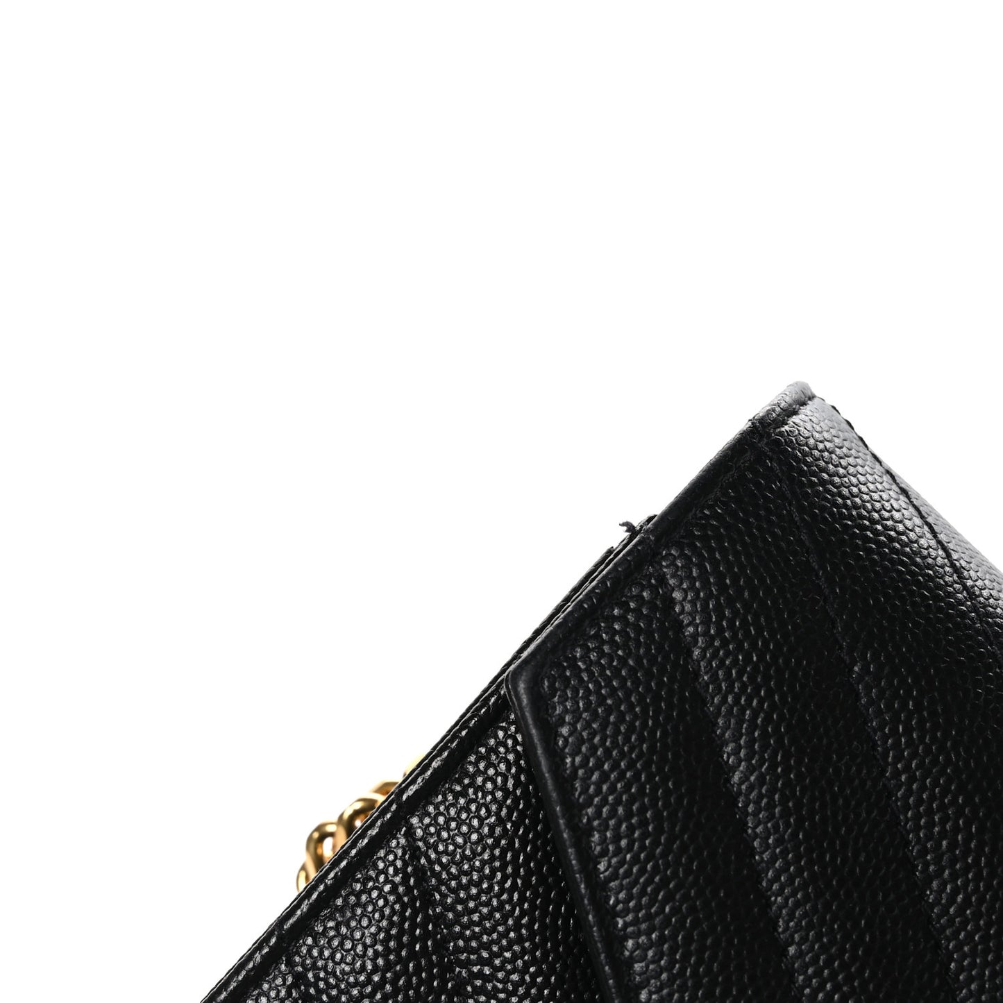 Grain De Poudre Matelasse Chevron Monogram Chain Wallet Black
