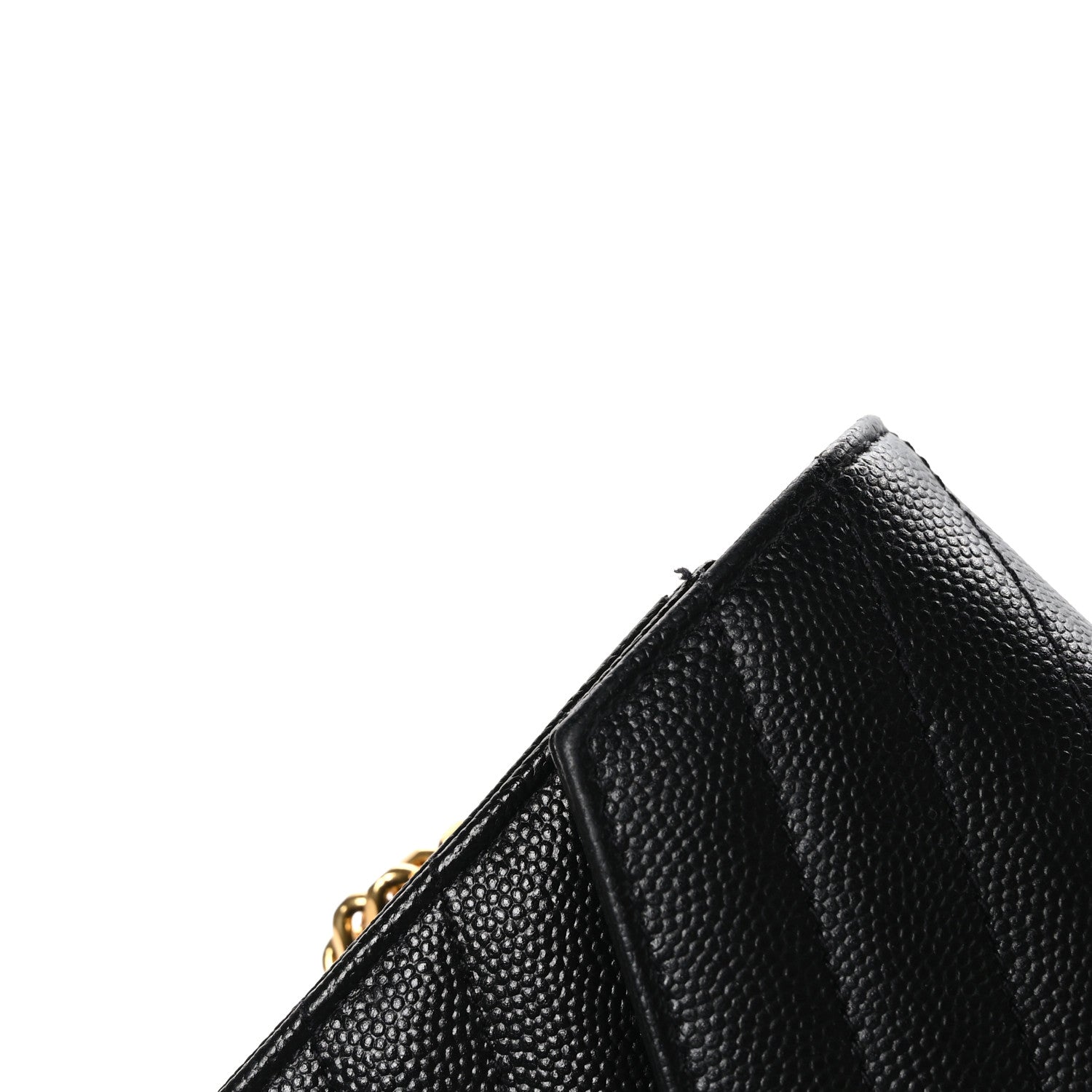 Saint Laurent Grain De Poudre Matelasse Chevron Monogram Chain Wallet Black 11 of 11