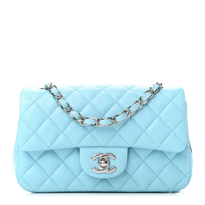 Chanel Lambskin Quilted Mini Rectangular Flap Neon Blue 1 of 4