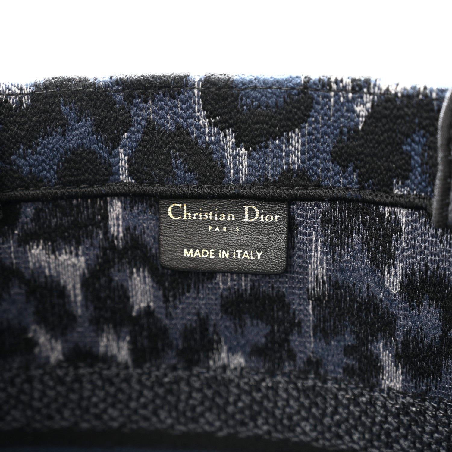 Christian Dior Canvas Mizza Embroidered Medium Leopard Book Tote Blue 6 of 14