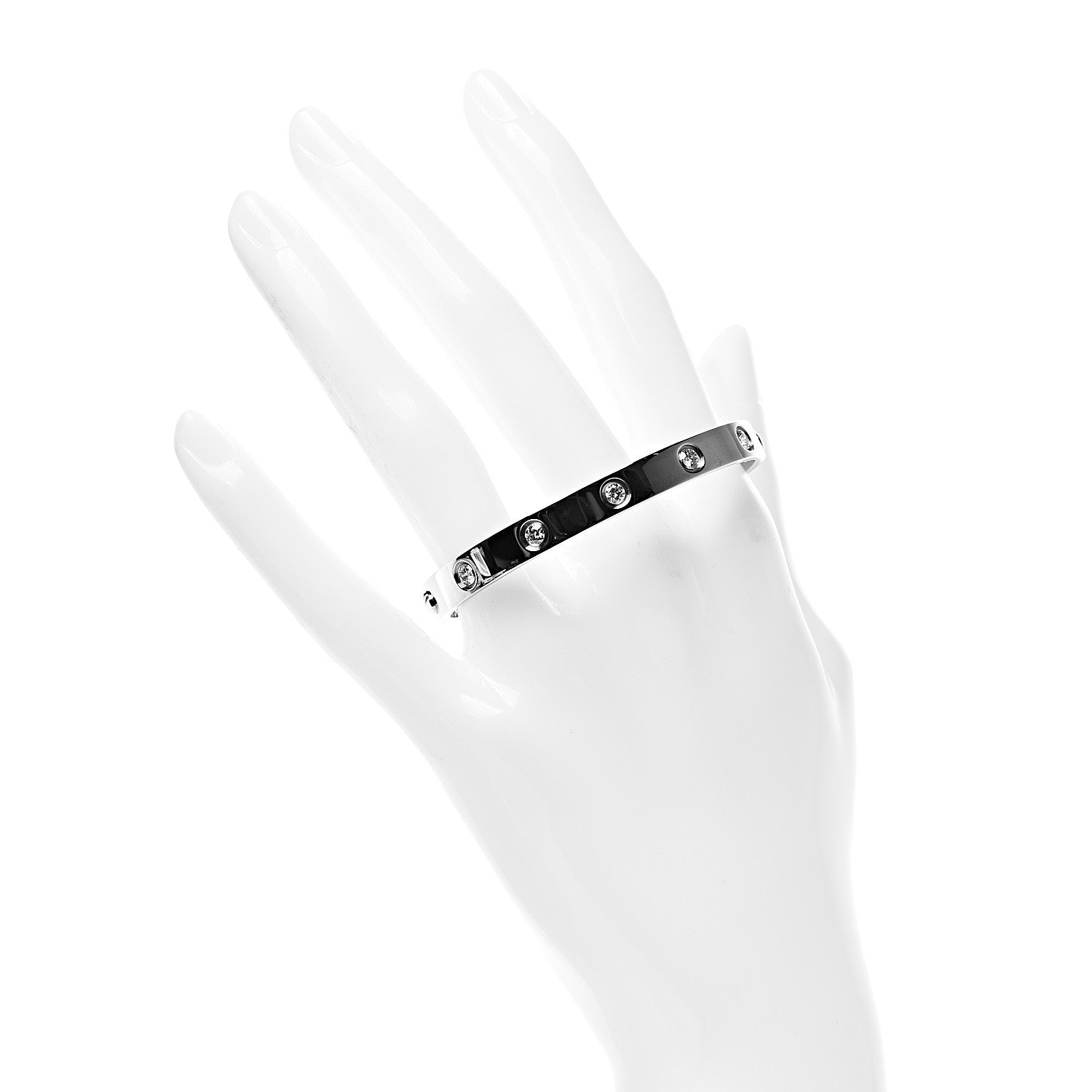 Cartier 18K White Gold 10 Diamond LOVE Bracelet 16 2 of 6