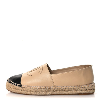 Chanel Lambskin CC Espadrilles 40 Beige Black 1 of 14