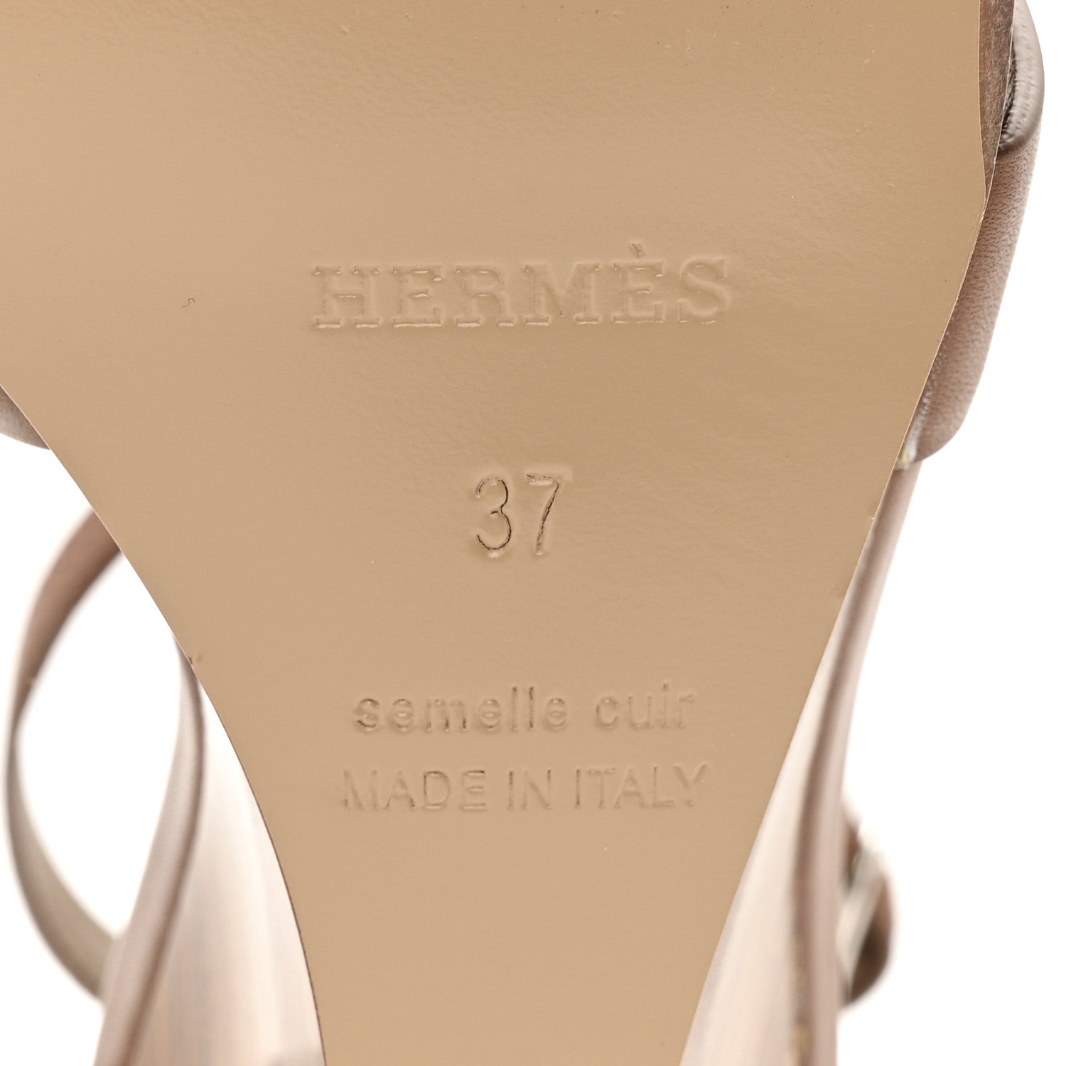 Hermes Calfskin Legend Wedge Sandals 37 Gold 8 of 13