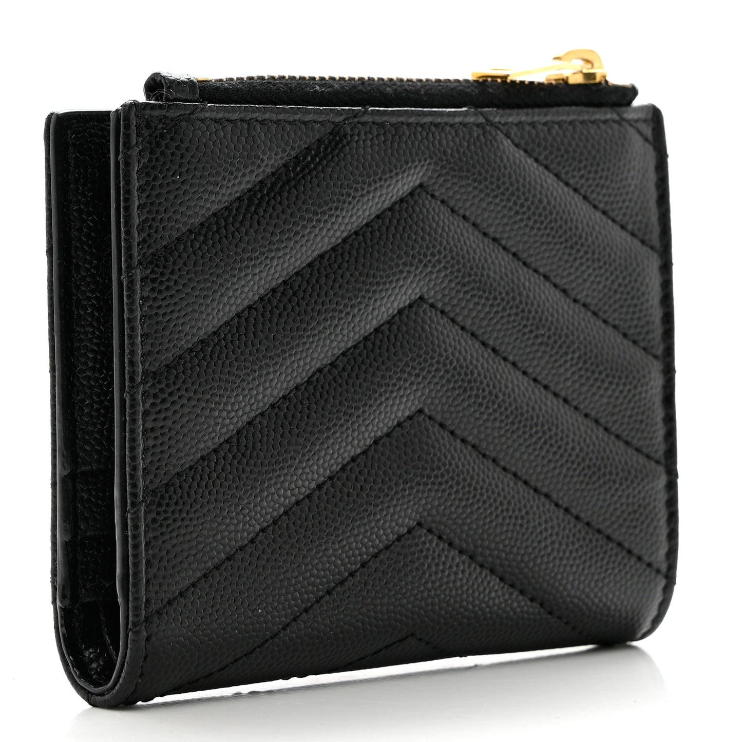 Grain De Poudre Matelasse Chevron Monogram Zipped Card Case Black