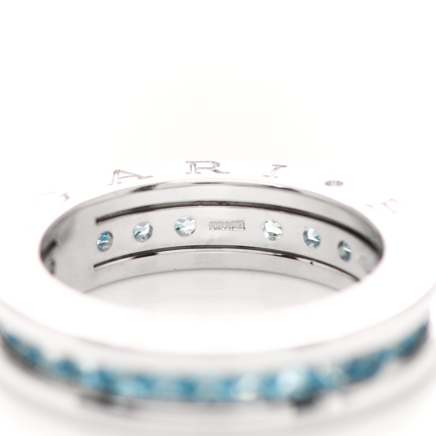 18K White Gold Blue Topaz B.Zero1 One-Band Ring 50 5.25