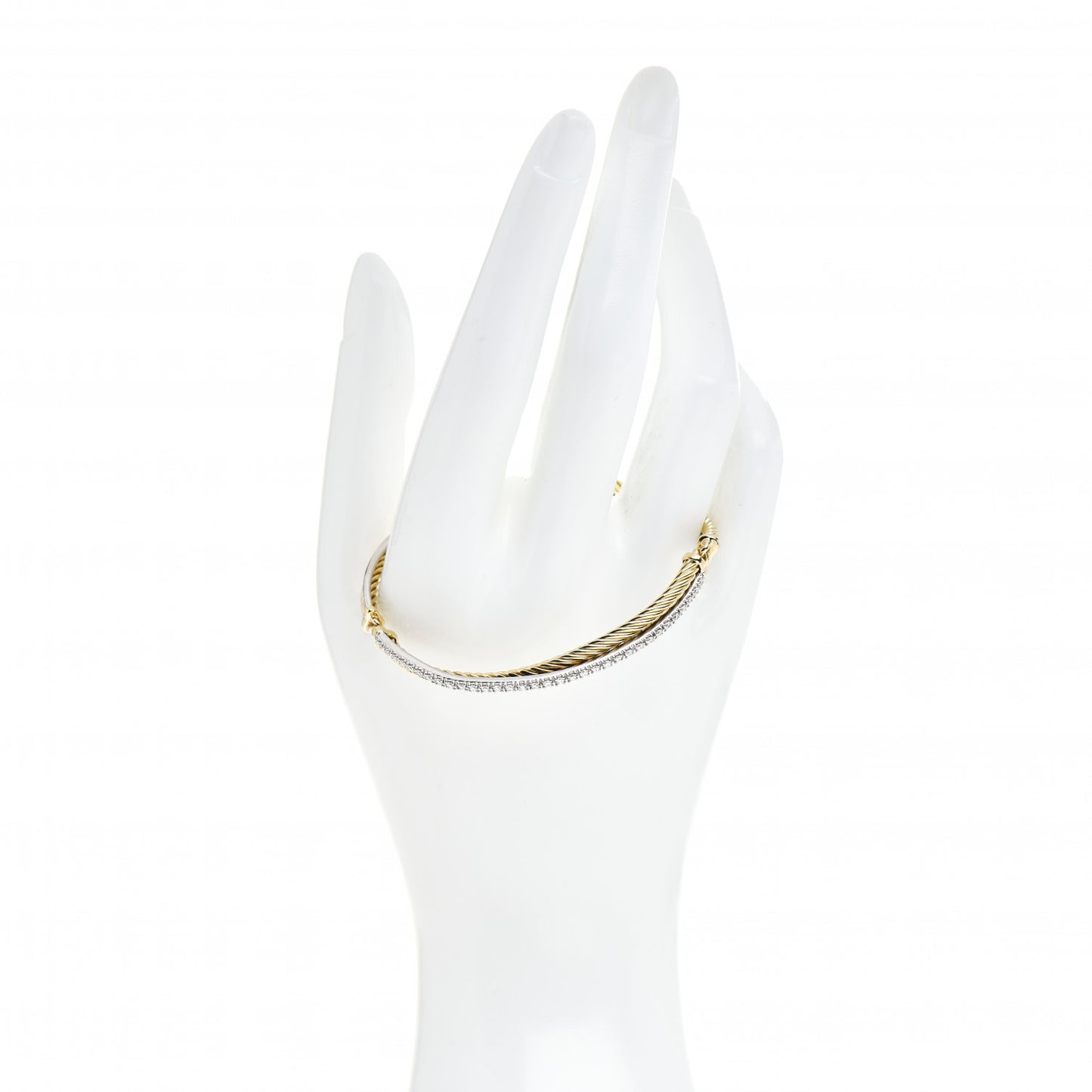 18K White Yellow Gold Diamond Crossover Bracelet