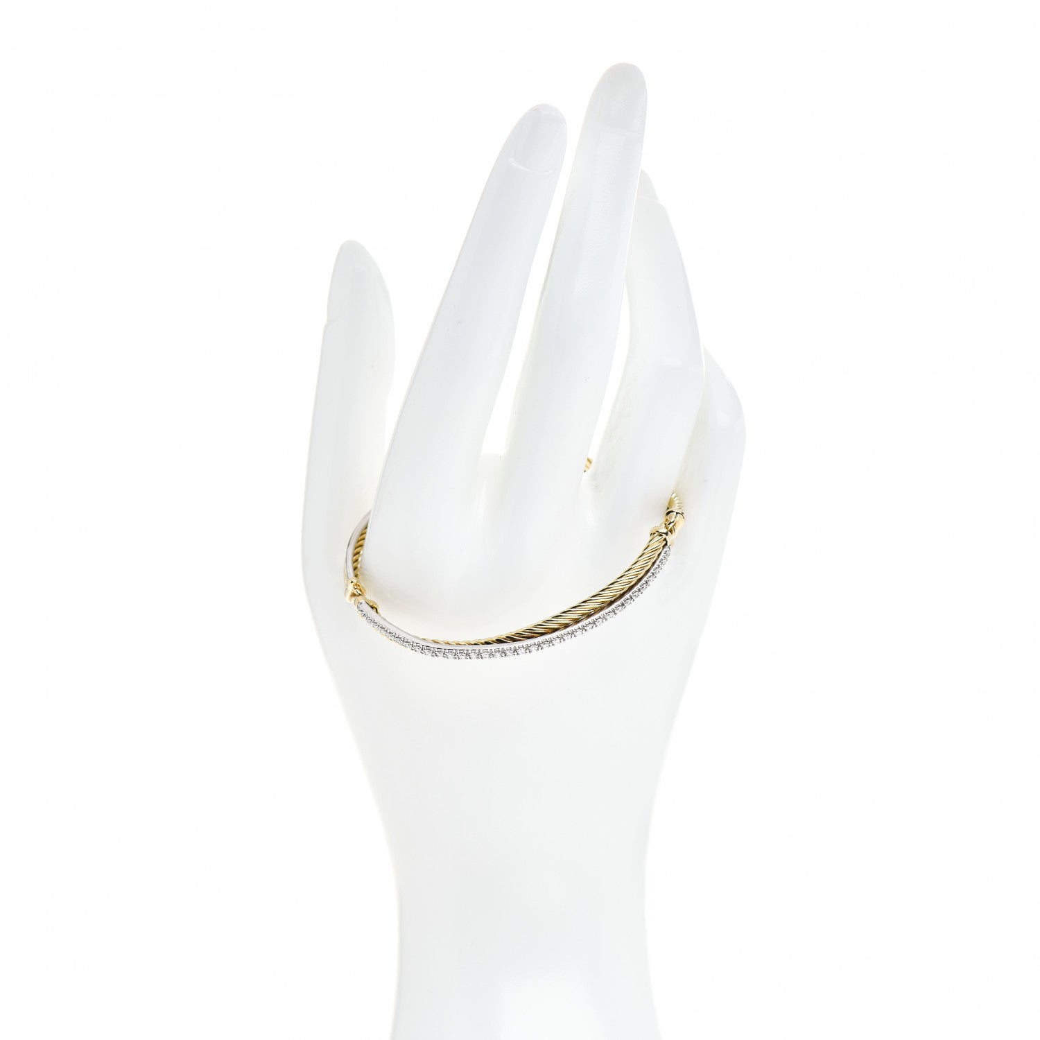 David Yurman 18K White Yellow Gold Diamond Crossover Bracelet 2 of 4