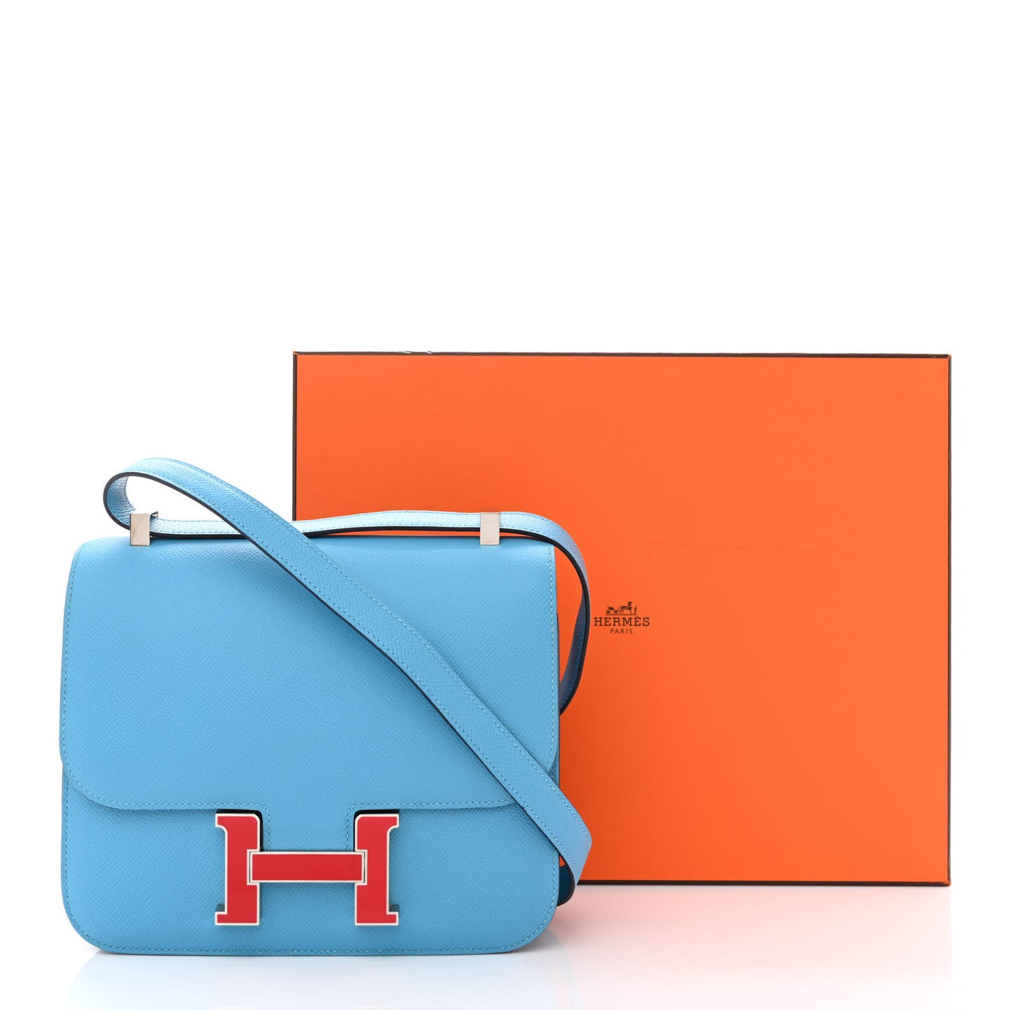 Epsom Enamel Constance 24 Bleu Du Nord Rouge