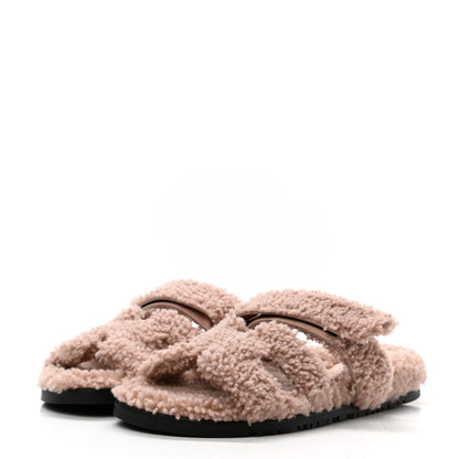 Hermes Woolskin Womens Chypre Sandals 39 Bois De Santal 3 of 8