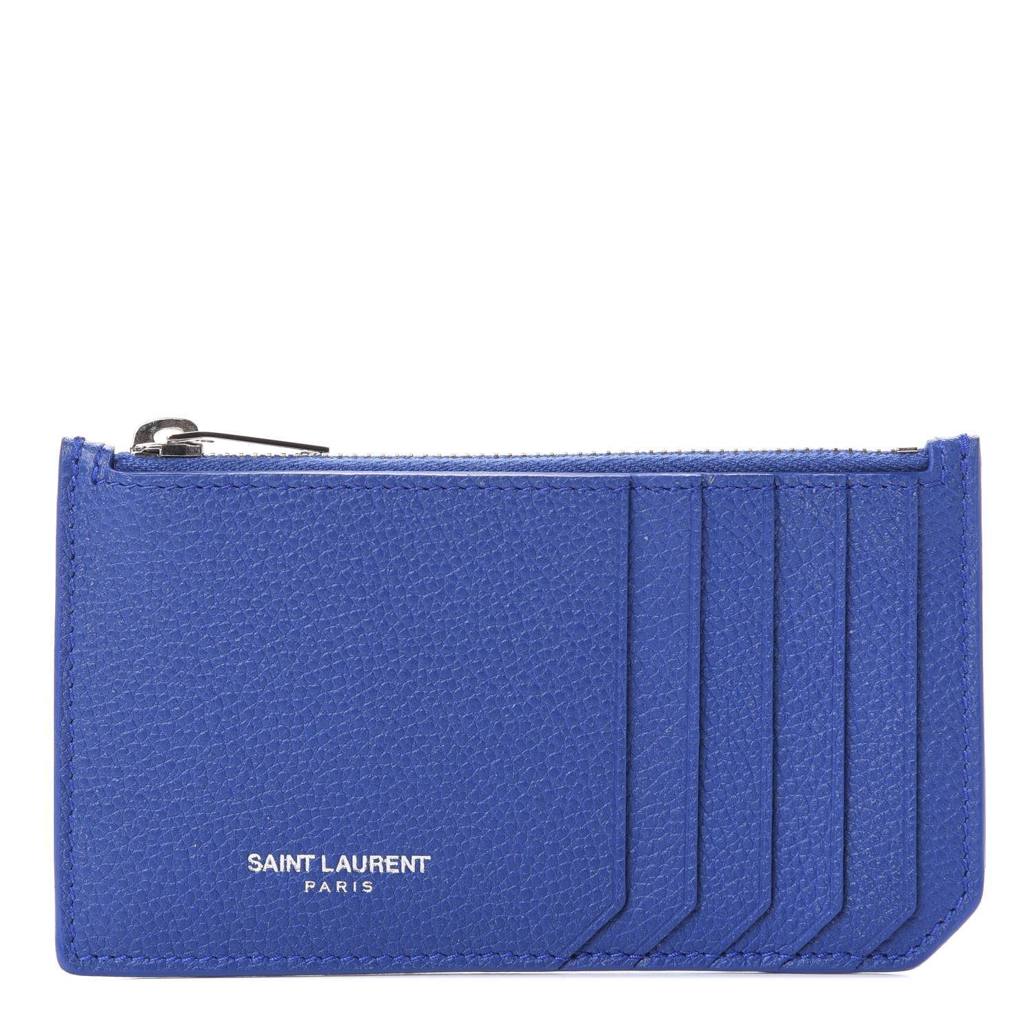 Saint Laurent Grained Calfskin 5 Fragments Zip Pouch Card Holder Deep Marjorelle 1 of 8