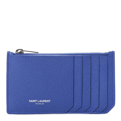 Saint Laurent Grained Calfskin 5 Fragments Zip Pouch Card Holder Deep Marjorelle 1 of 8