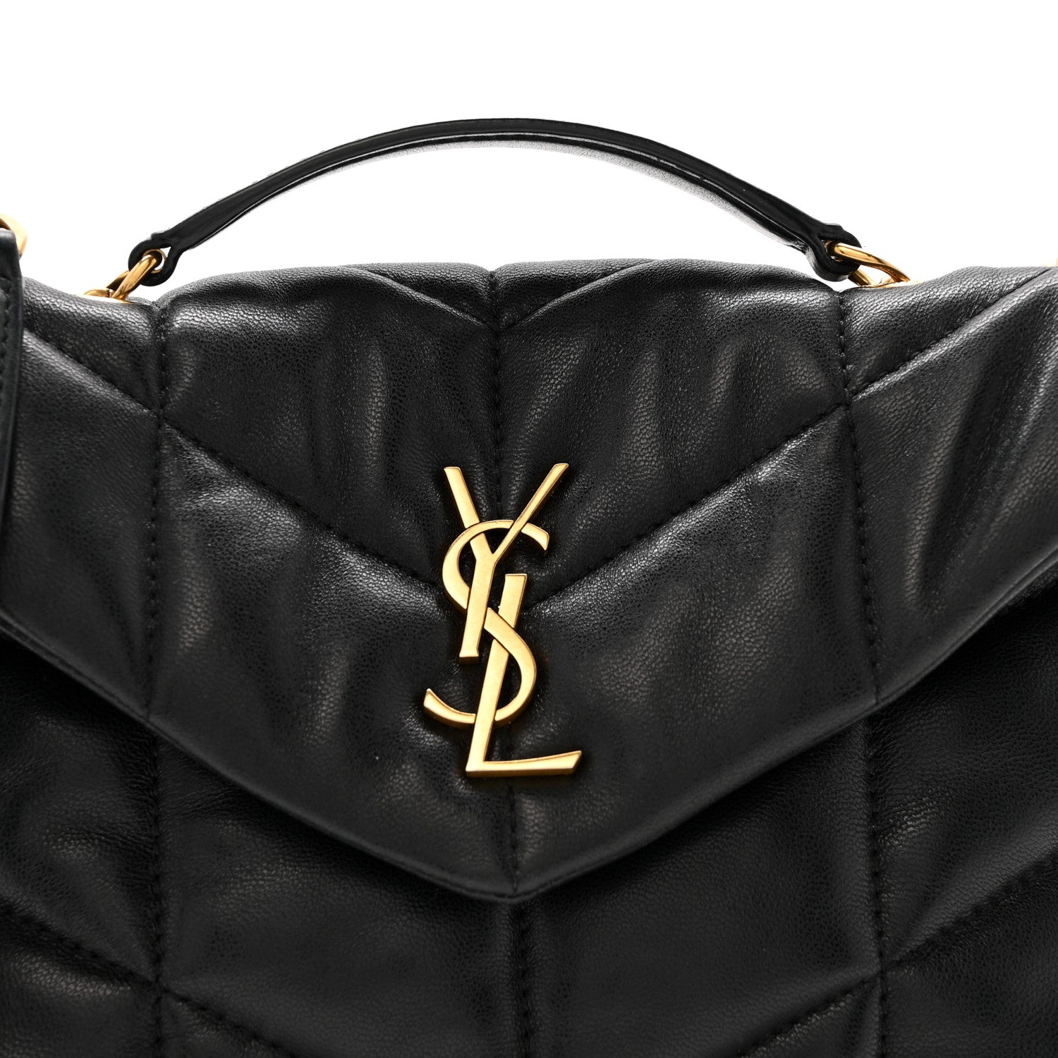 Saint Laurent Lambskin Quilted Toy Loulou Puffer Monogram Chain Satchel Black 8 of 13