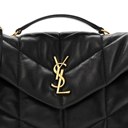 Saint Laurent Lambskin Quilted Toy Loulou Puffer Monogram Chain Satchel Black 8 of 13