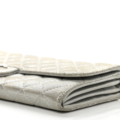 Chanel Metallic Suede Quilted East West Flap Clutch Silver 12 of 12