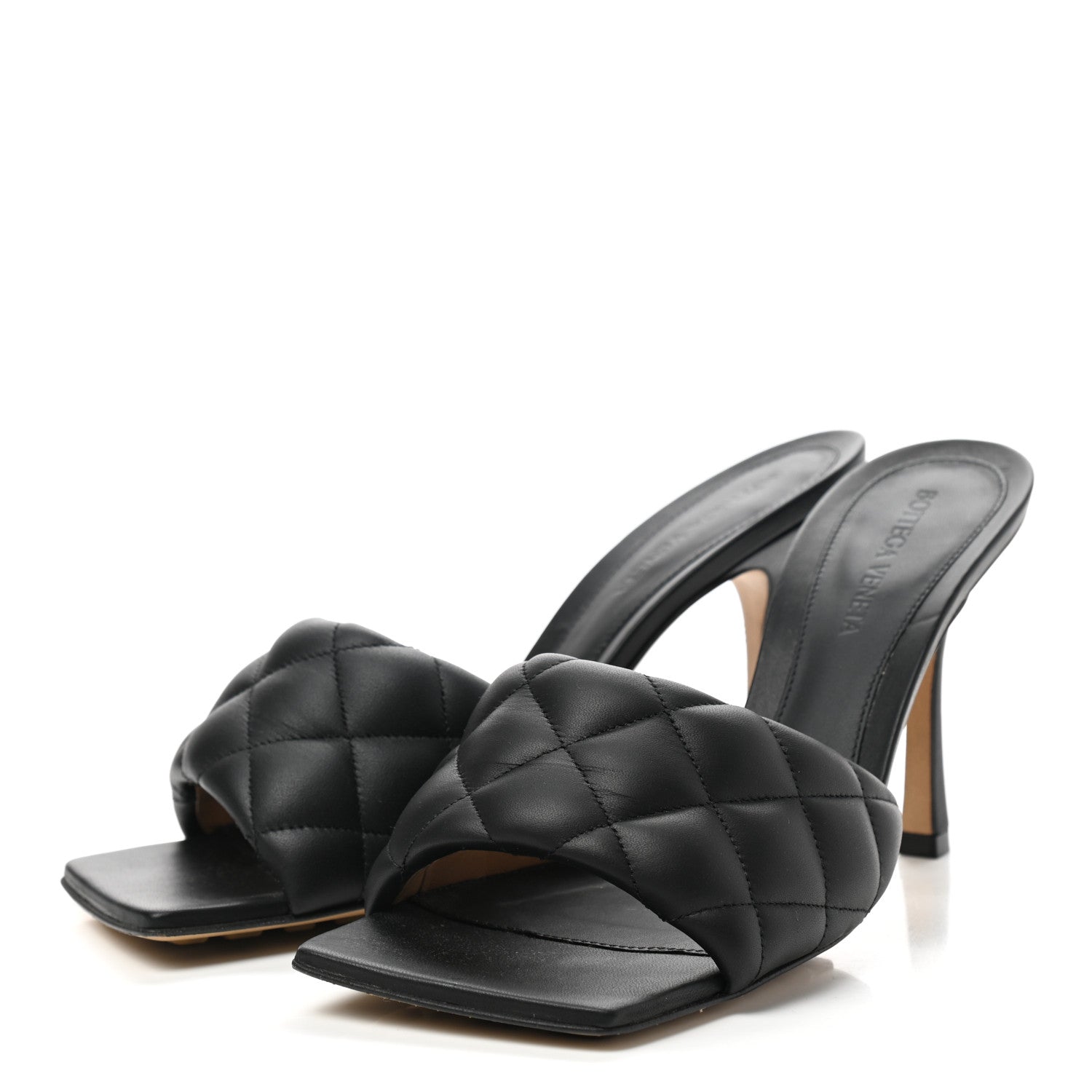 Bottega Veneta Nappa Matelasse Padded Mule Sandals 38.5 Black 3 of 8