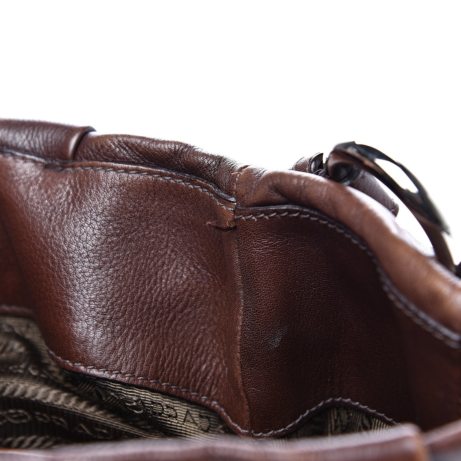 Prada Soft Calf Pleated Two Pocket Hobo Bruciato 11 of 19