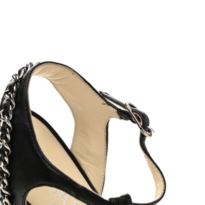 Chanel Lambskin CC Chain Sandals 36 Black 10 of 10