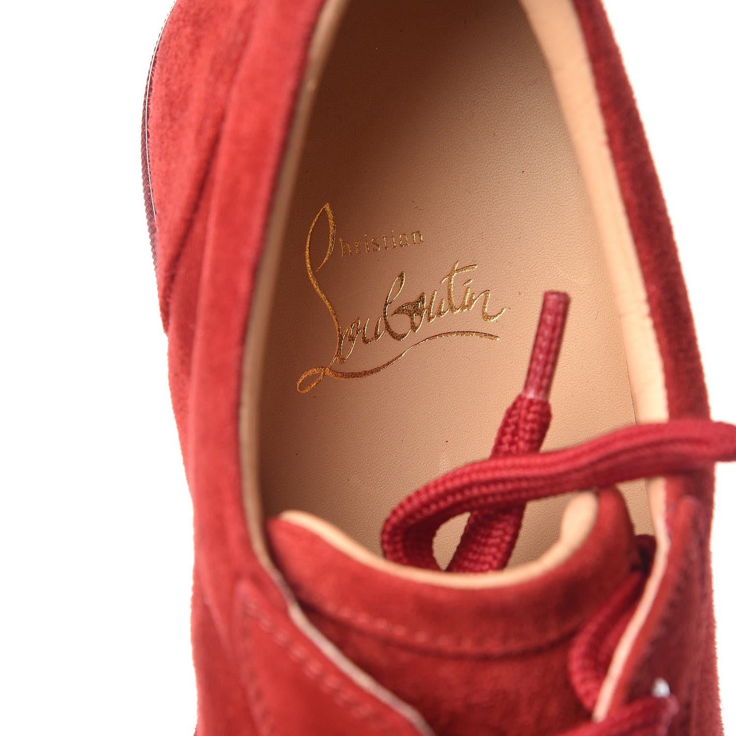 Christian Louboutin Veau Velours Womens Louis Junior Spikes Flat Sneakers 36.5 Carmin 8 of 9