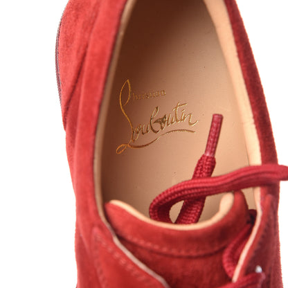 Christian Louboutin Veau Velours Womens Louis Junior Spikes Flat Sneakers 36.5 Carmin 8 of 9